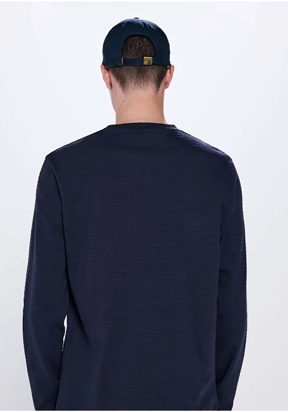 Double Structured Long Sleeve -Shirt - Blue