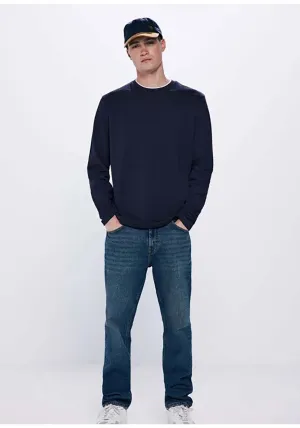 Double Structured Long Sleeve -Shirt - Blue