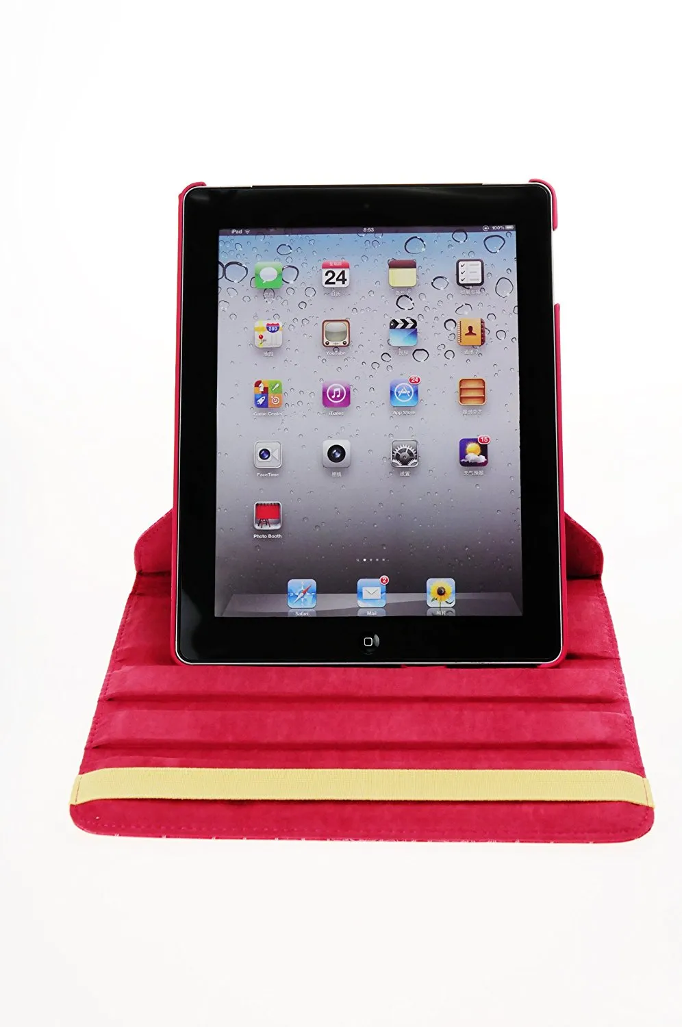 Dragonpad? 360 Degrees Rotating Stand Pu Leather Case for Ipad 3 (Pink Crocodile Color)