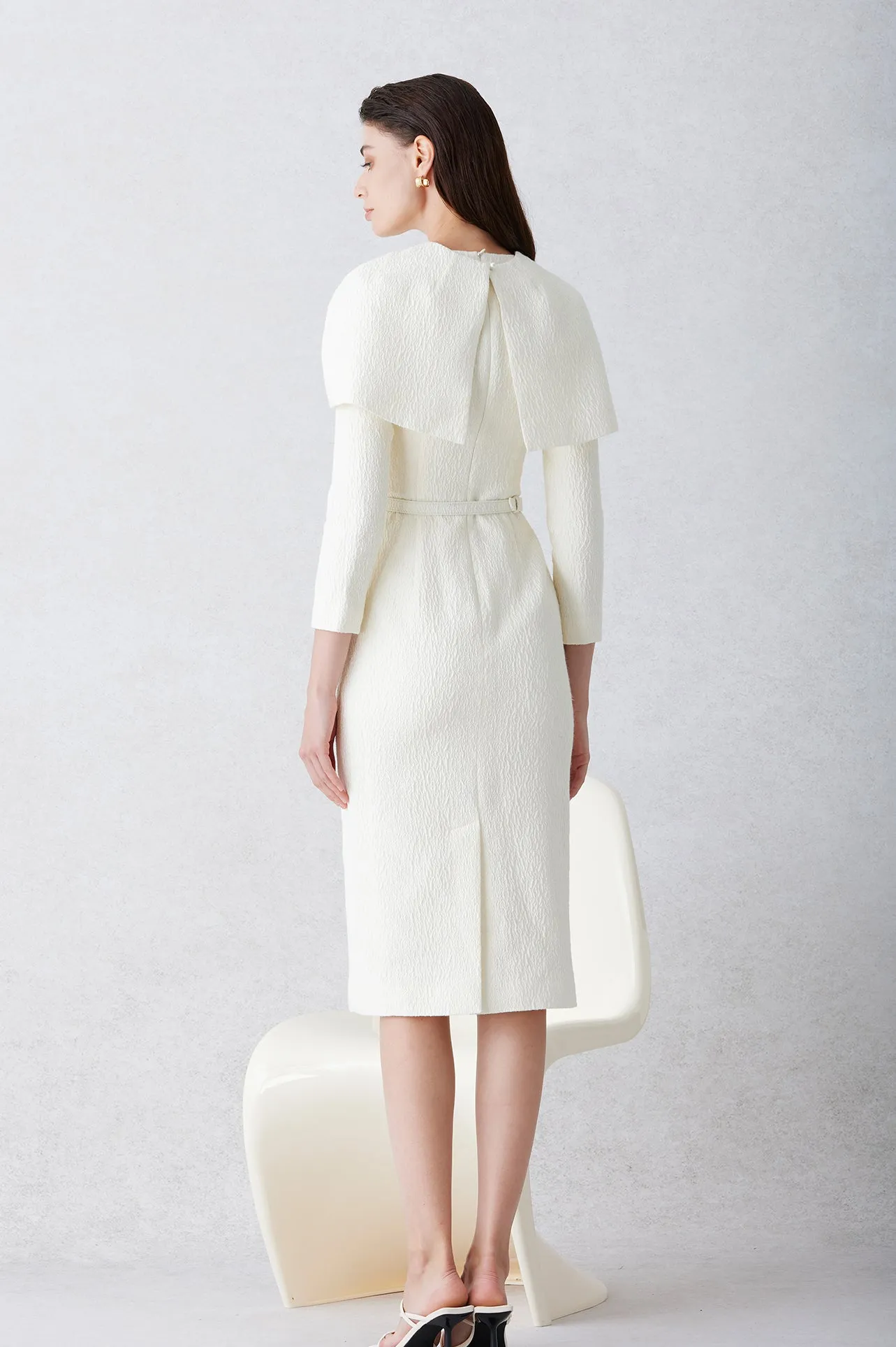 DRESS WITH SELF-FABRIC BELT