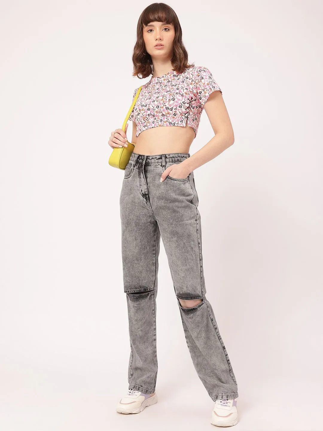 DressBerry Women Grunge Vibe Ripped Straight Jeans
