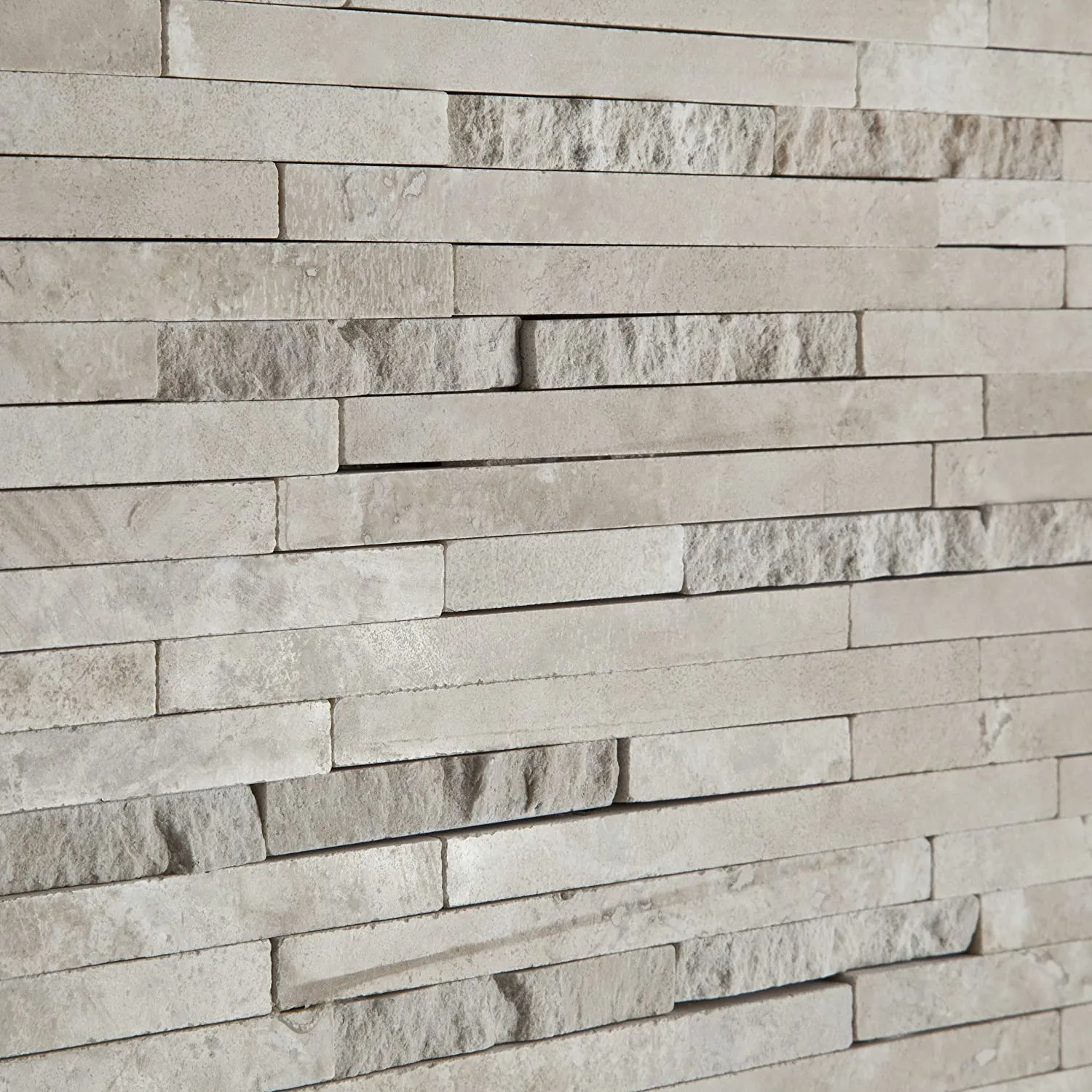 Durango Cream (Paredon) Travertine Polished & Split-faced Random-Strip Mosaic Tile - Lot of 50 Sheets