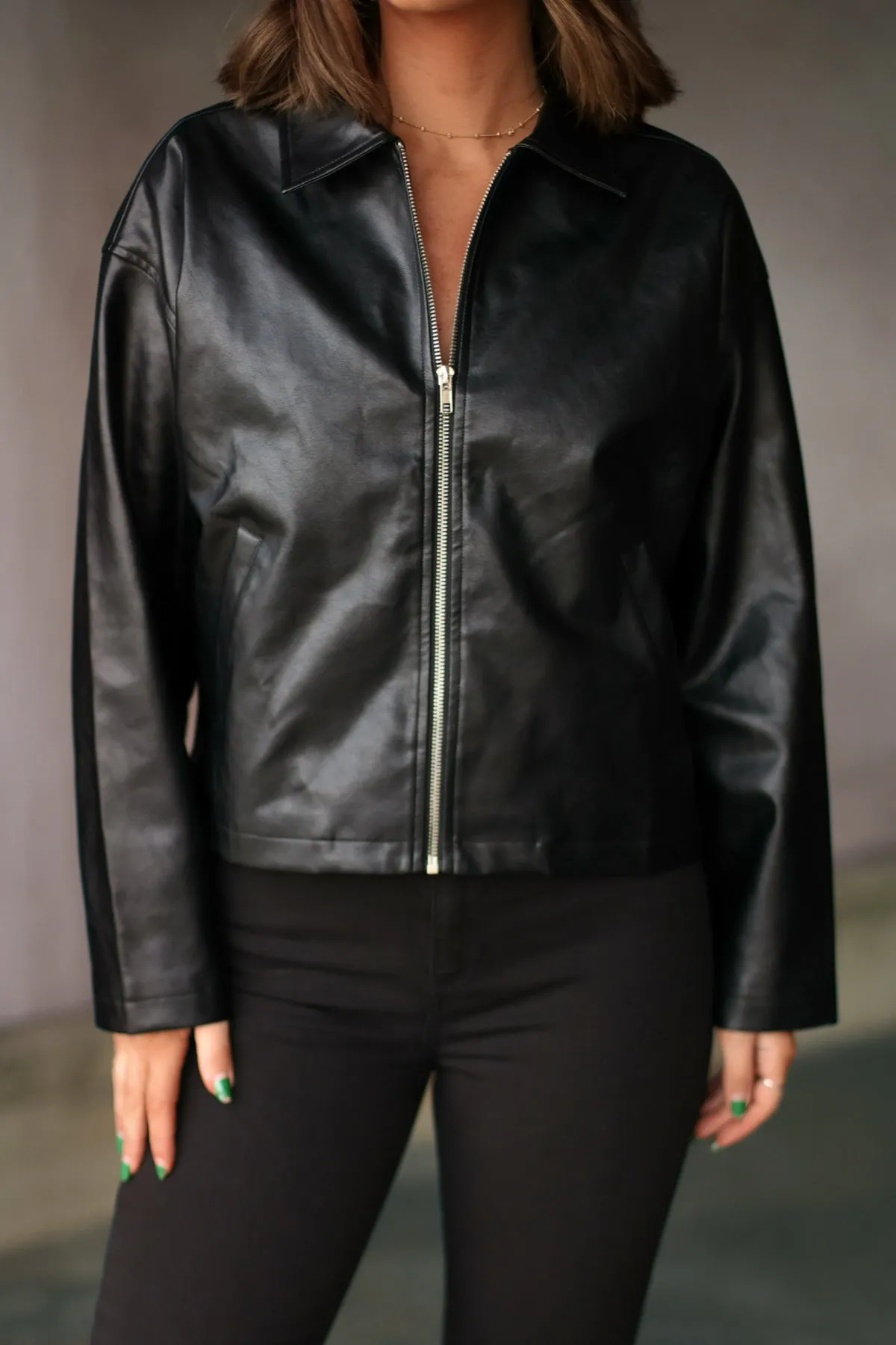 Edgy Black Faux Leather Jacket - FINAL SALE