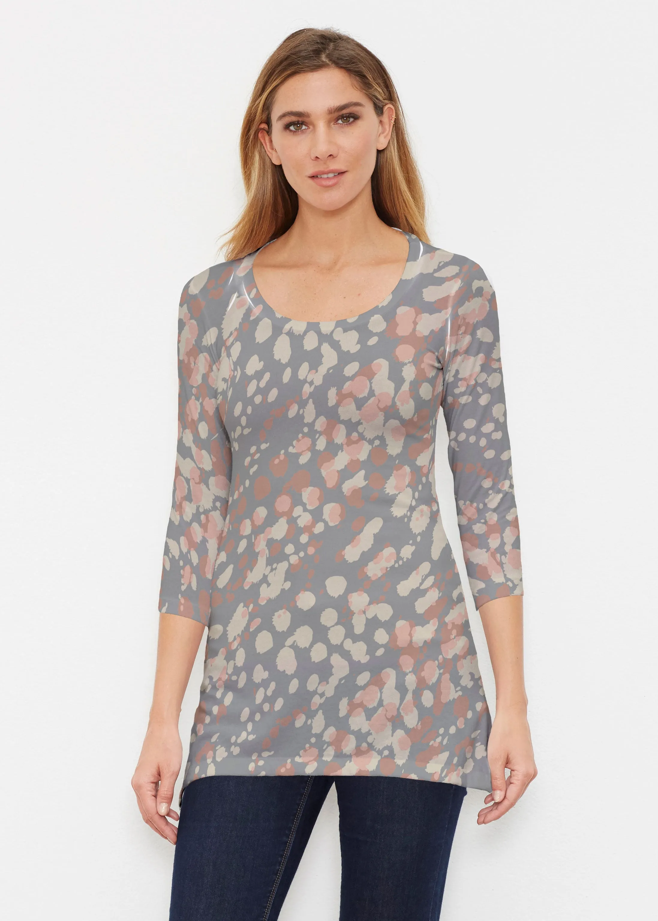 Edgy Splash (7877) ~ Buttersoft 3/4 Sleeve Tunic