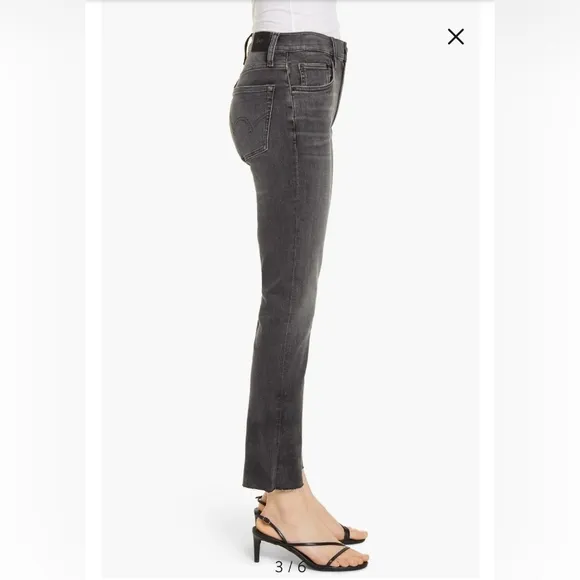 Edwin Bree Slim Straight Crop Raw Hem Jeans Washed Black Size 33 NEW!