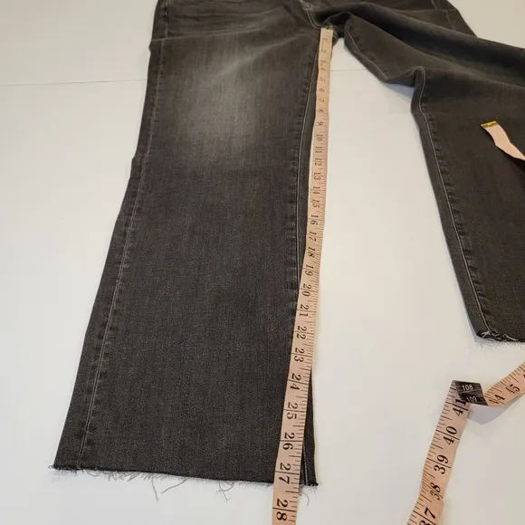 Edwin Bree Slim Straight Crop Raw Hem Jeans Washed Black Size 33 NEW!