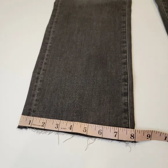 Edwin Bree Slim Straight Crop Raw Hem Jeans Washed Black Size 33 NEW!