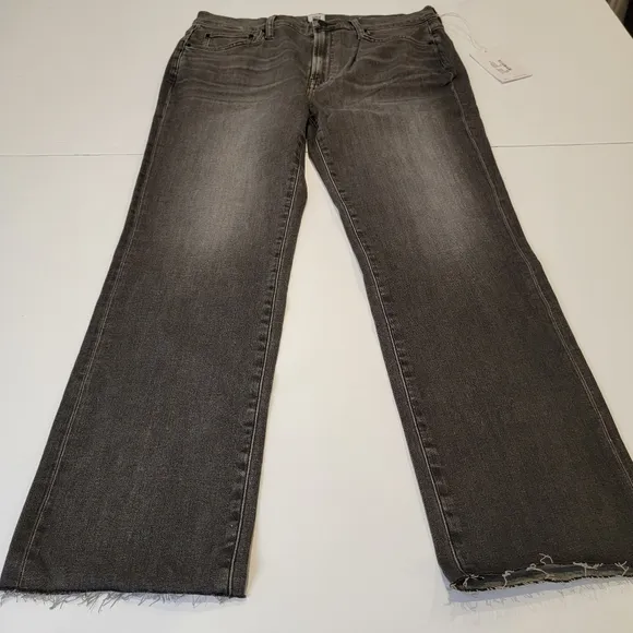 Edwin Bree Slim Straight Crop Raw Hem Jeans Washed Black Size 33 NEW!