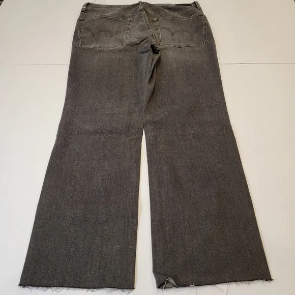 Edwin Bree Slim Straight Crop Raw Hem Jeans Washed Black Size 33 NEW!