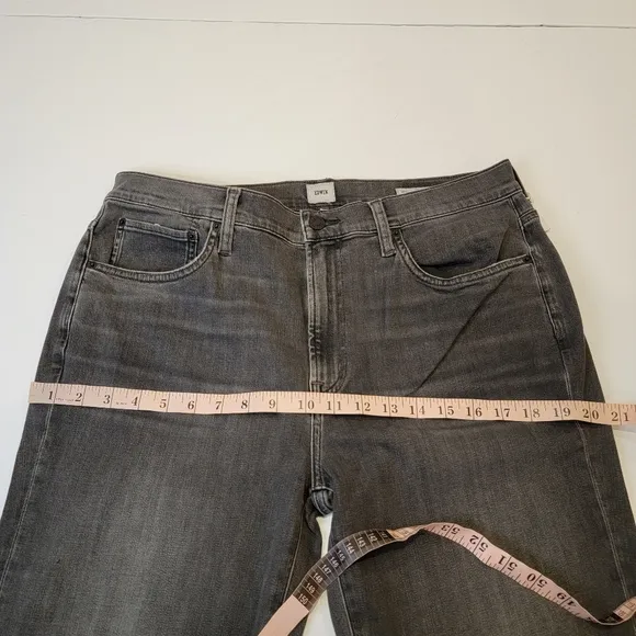 Edwin Bree Slim Straight Crop Raw Hem Jeans Washed Black Size 33 NEW!