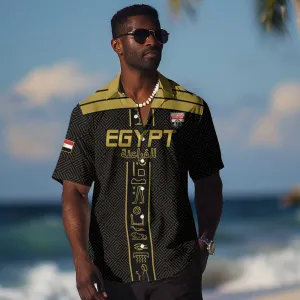 Egyptian Football Custom Hawaiian Shirt Yalla Masr - Black Ver LT15
