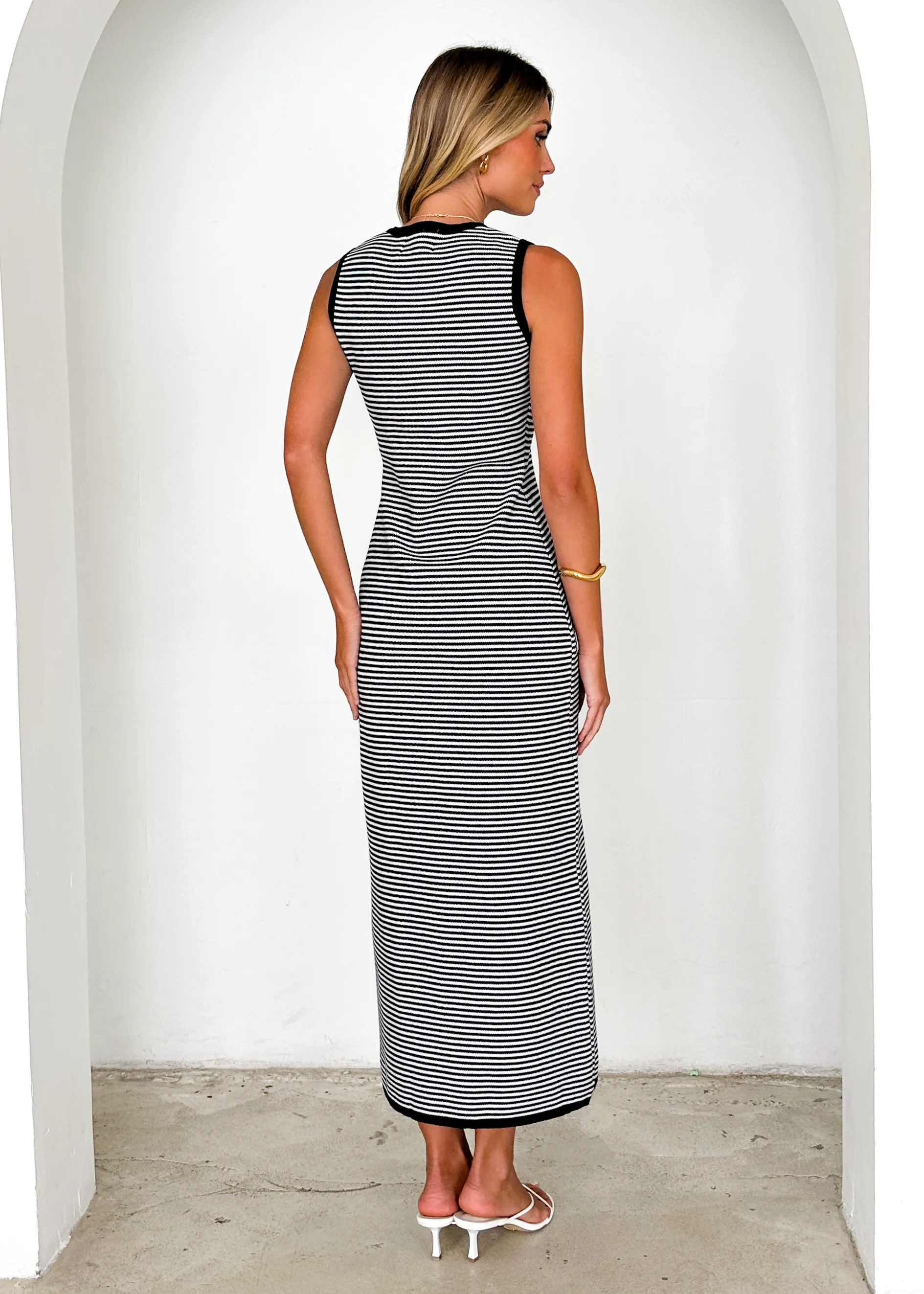 Elerey Knit Maxi Dress - Black Stripe