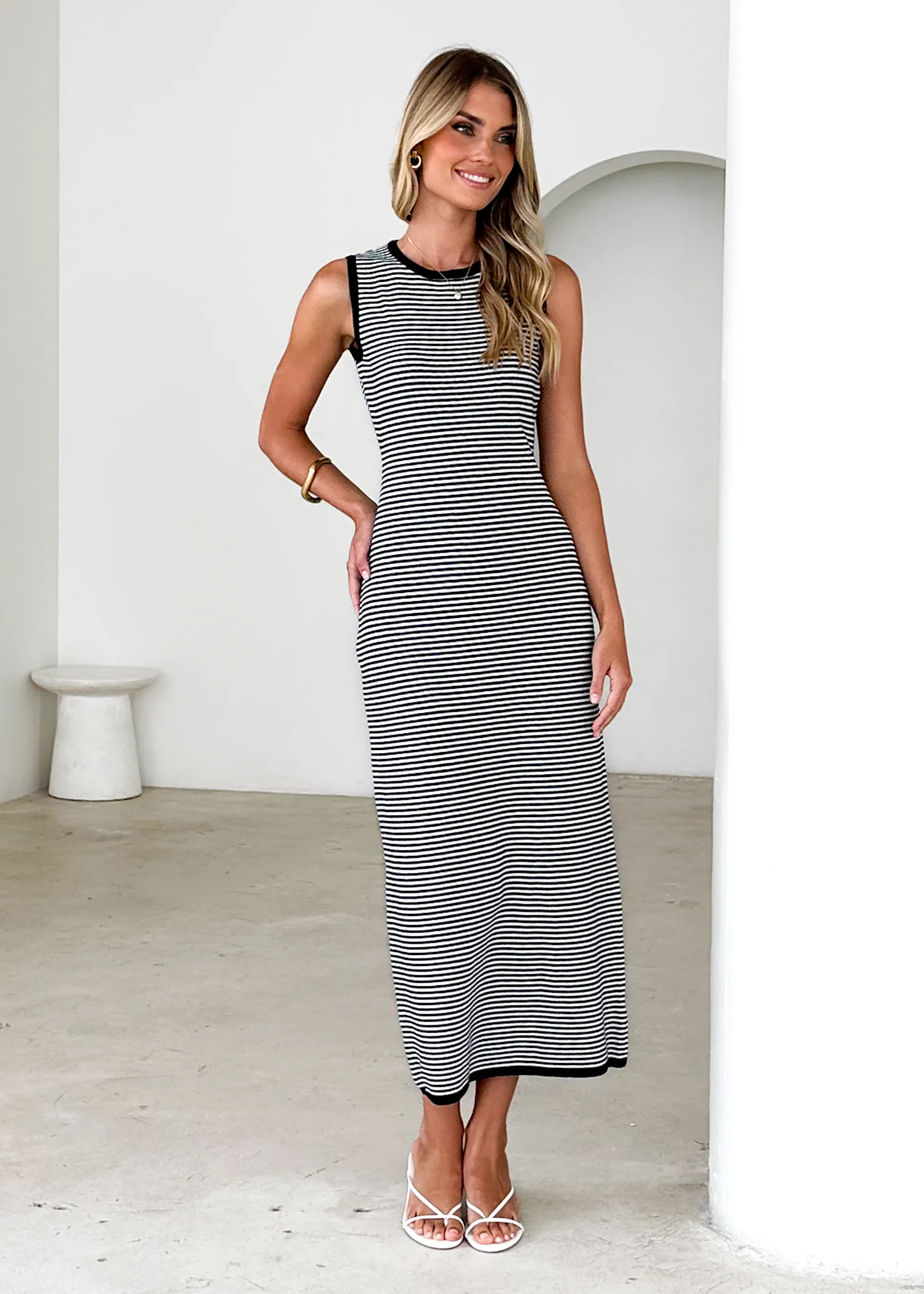 Elerey Knit Maxi Dress - Black Stripe
