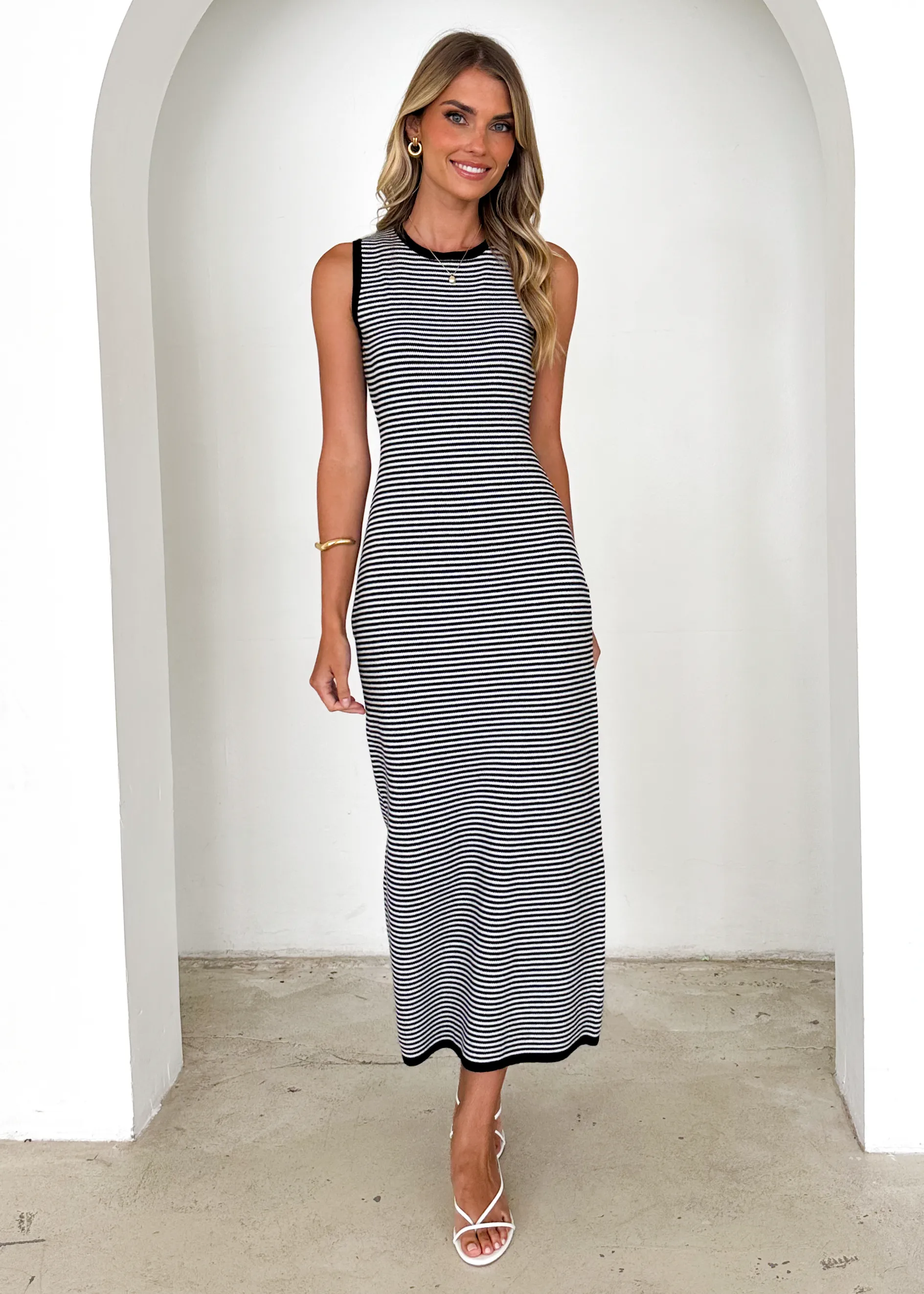 Elerey Knit Maxi Dress - Black Stripe