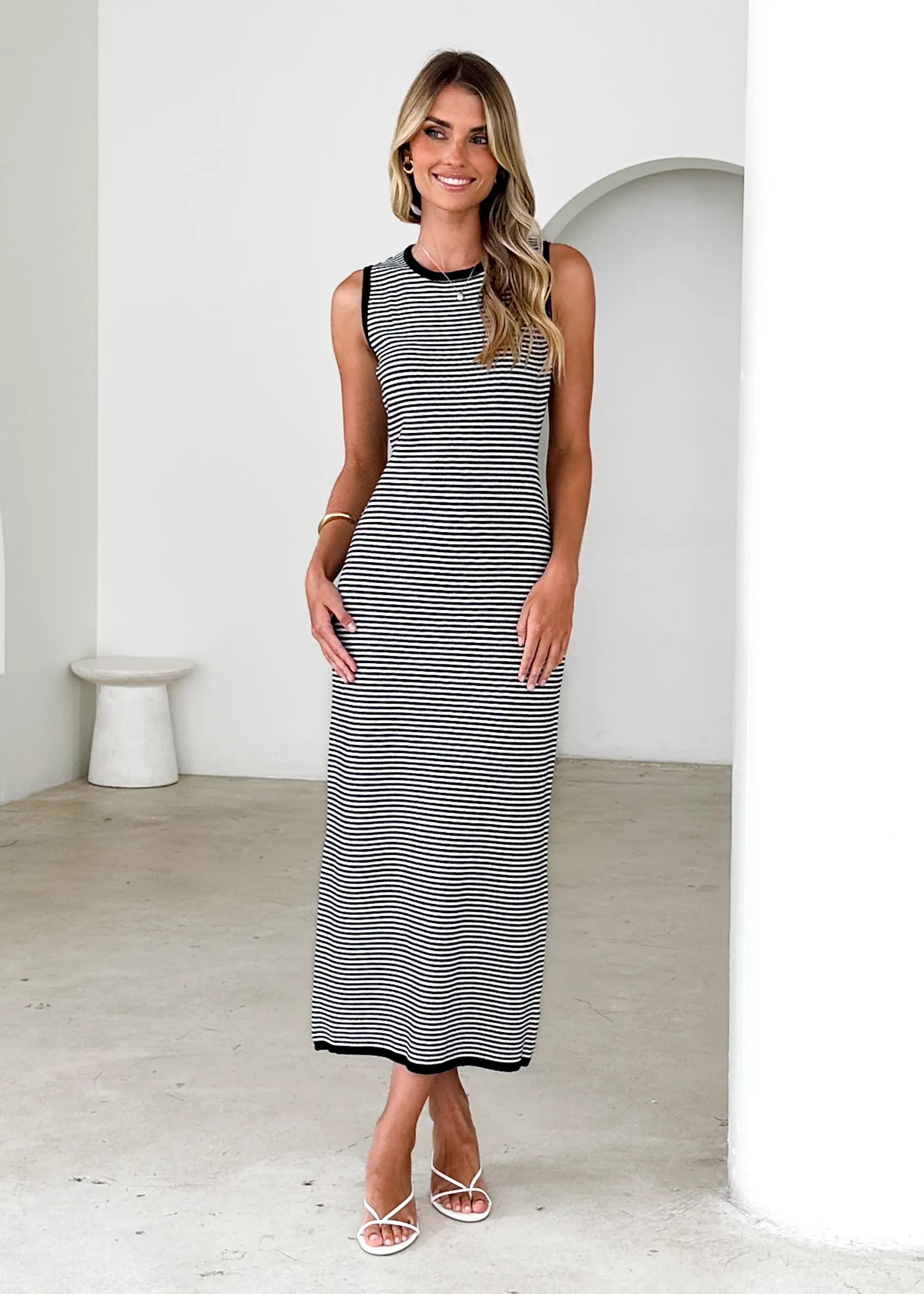 Elerey Knit Maxi Dress - Black Stripe