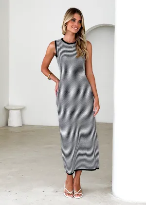 Elerey Knit Maxi Dress - Black Stripe
