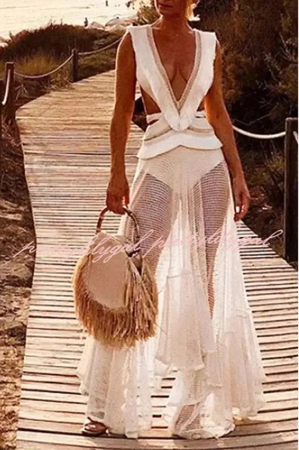 ELISE – BOHO LACE LAYERED MIDI DRESS 🤍✨