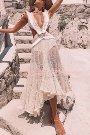 ELISE – BOHO LACE LAYERED MIDI DRESS 🤍✨