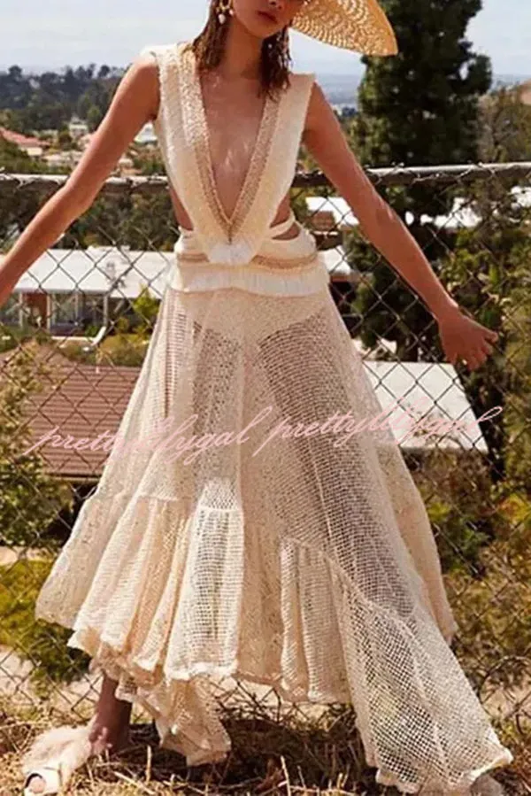 ELISE – BOHO LACE LAYERED MIDI DRESS 🤍✨