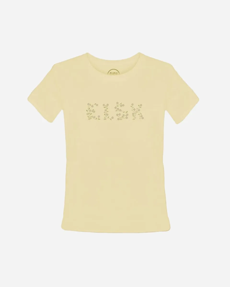 Elsk Floral Emb Ly Women's Tee - Pale Yellow