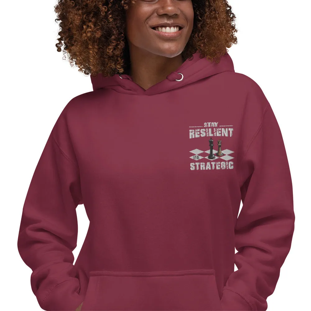 Embroidery  Resilient White Pieces Unisex Hoodie