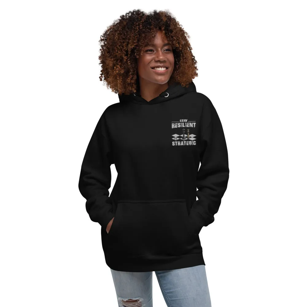 Embroidery  Resilient White Pieces Unisex Hoodie