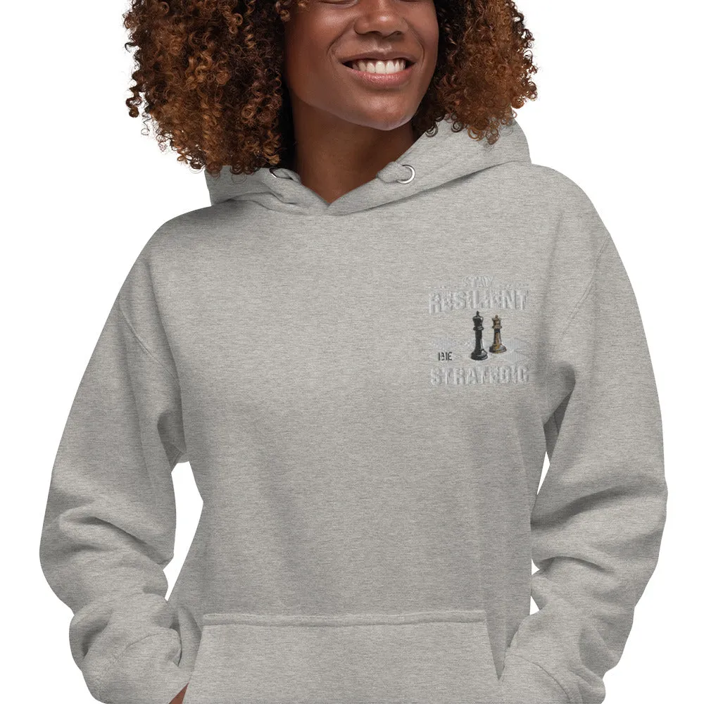 Embroidery  Resilient White Pieces Unisex Hoodie