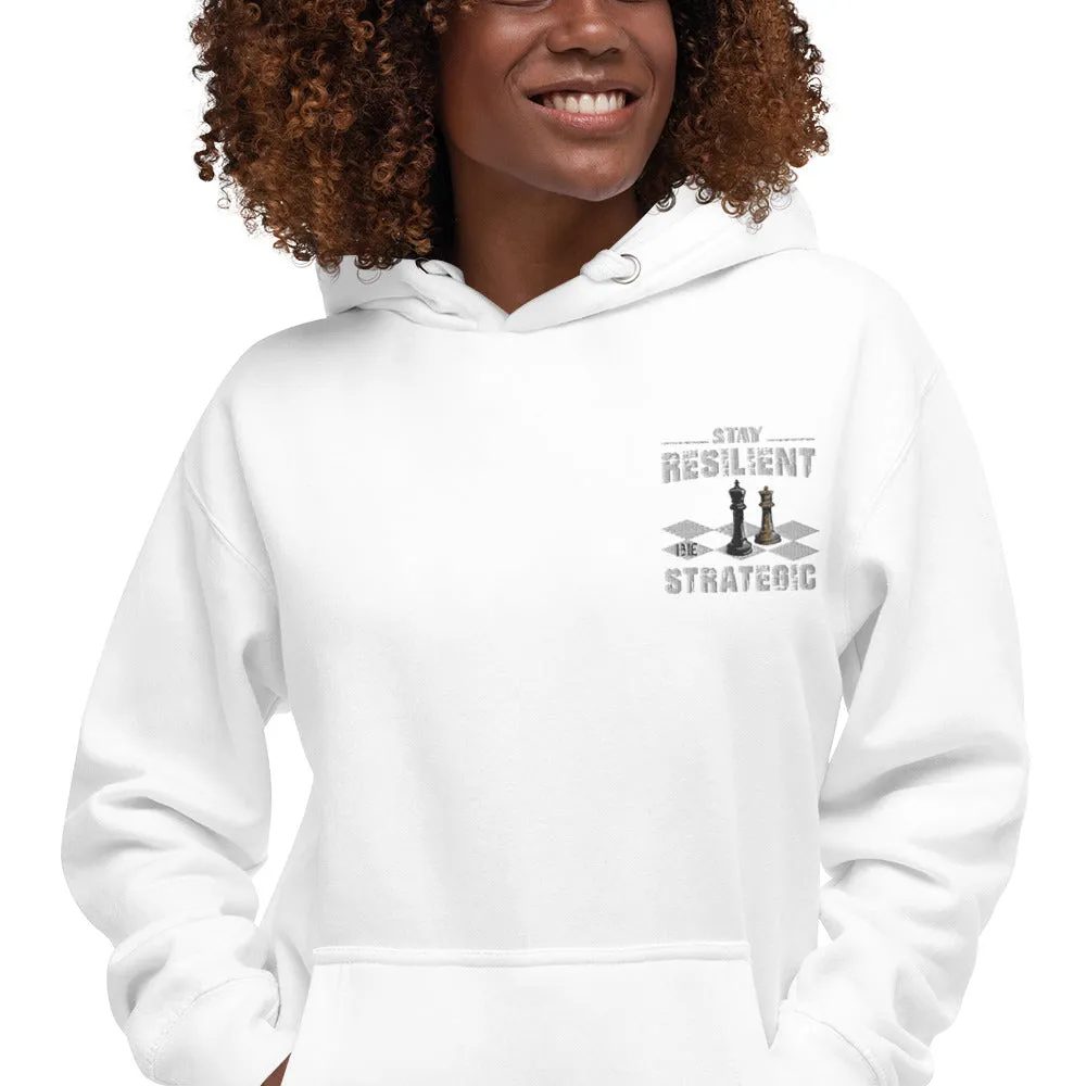Embroidery  Resilient White Pieces Unisex Hoodie
