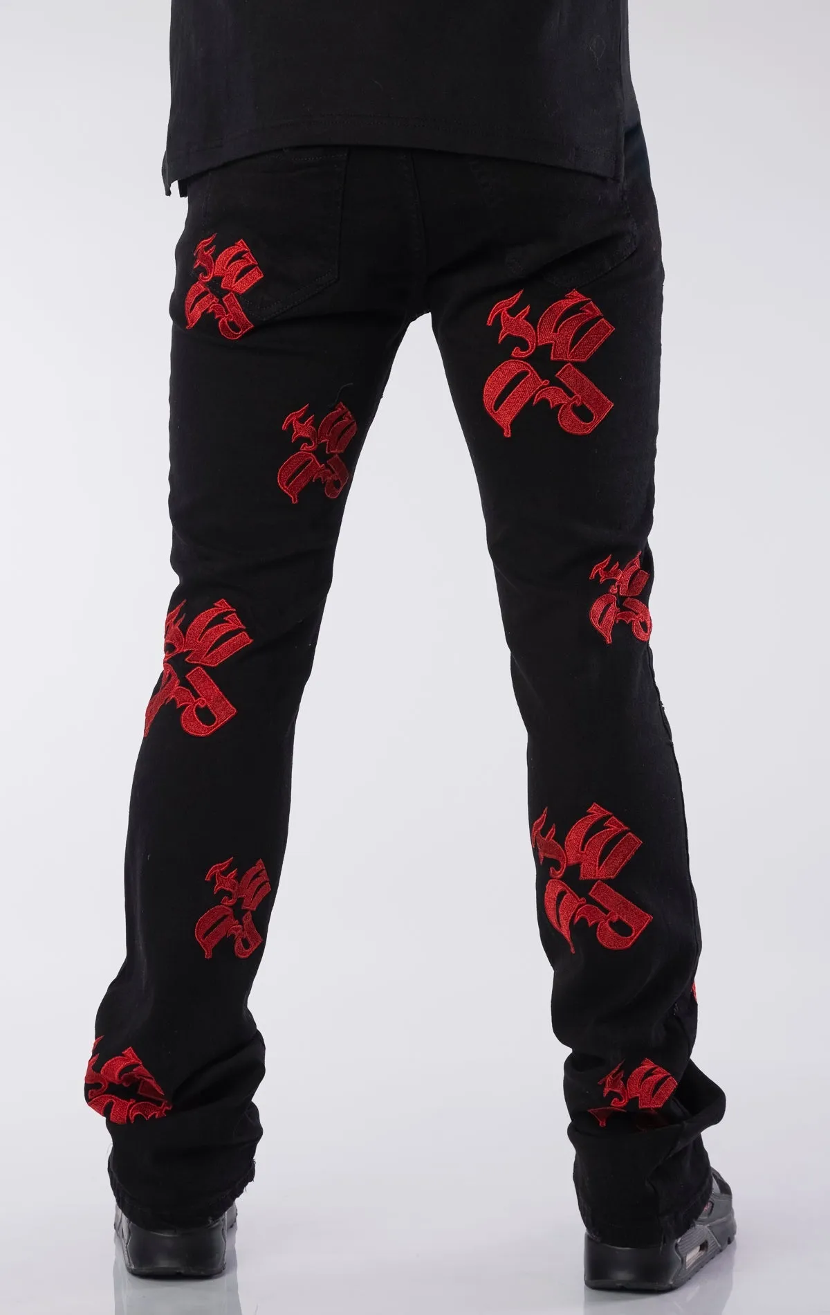 Embroidery Stack Jeans
