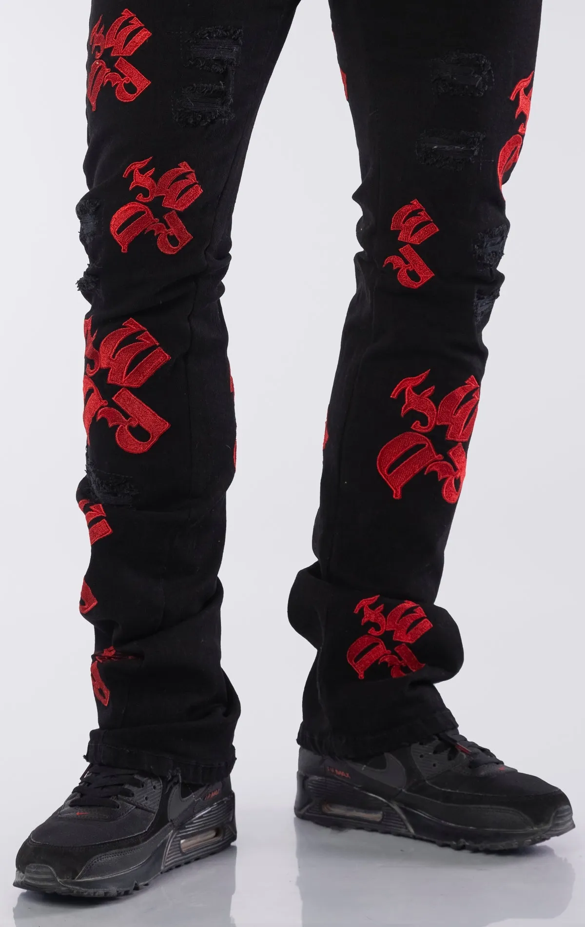 Embroidery Stack Jeans