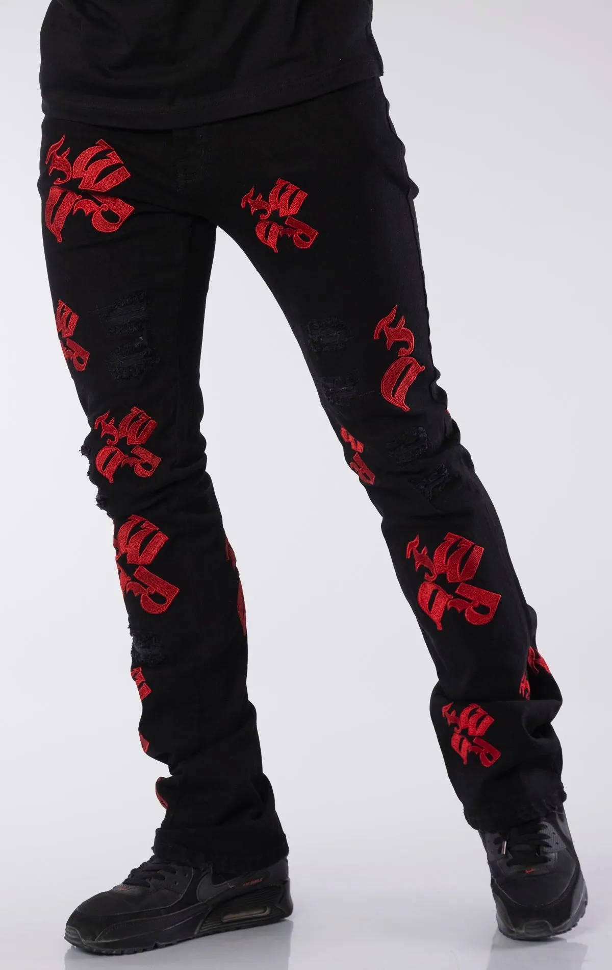 Embroidery Stack Jeans