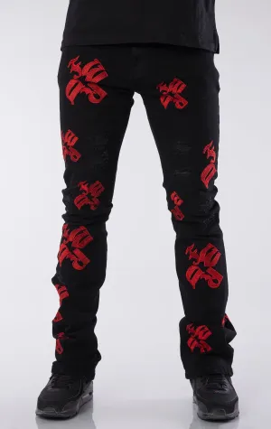 Embroidery Stack Jeans