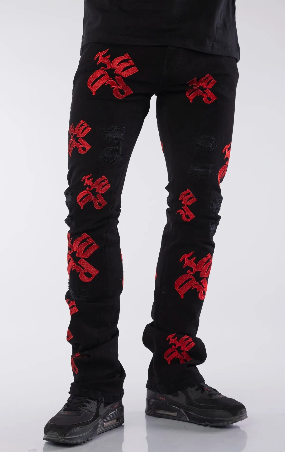 Embroidery Stack Jeans