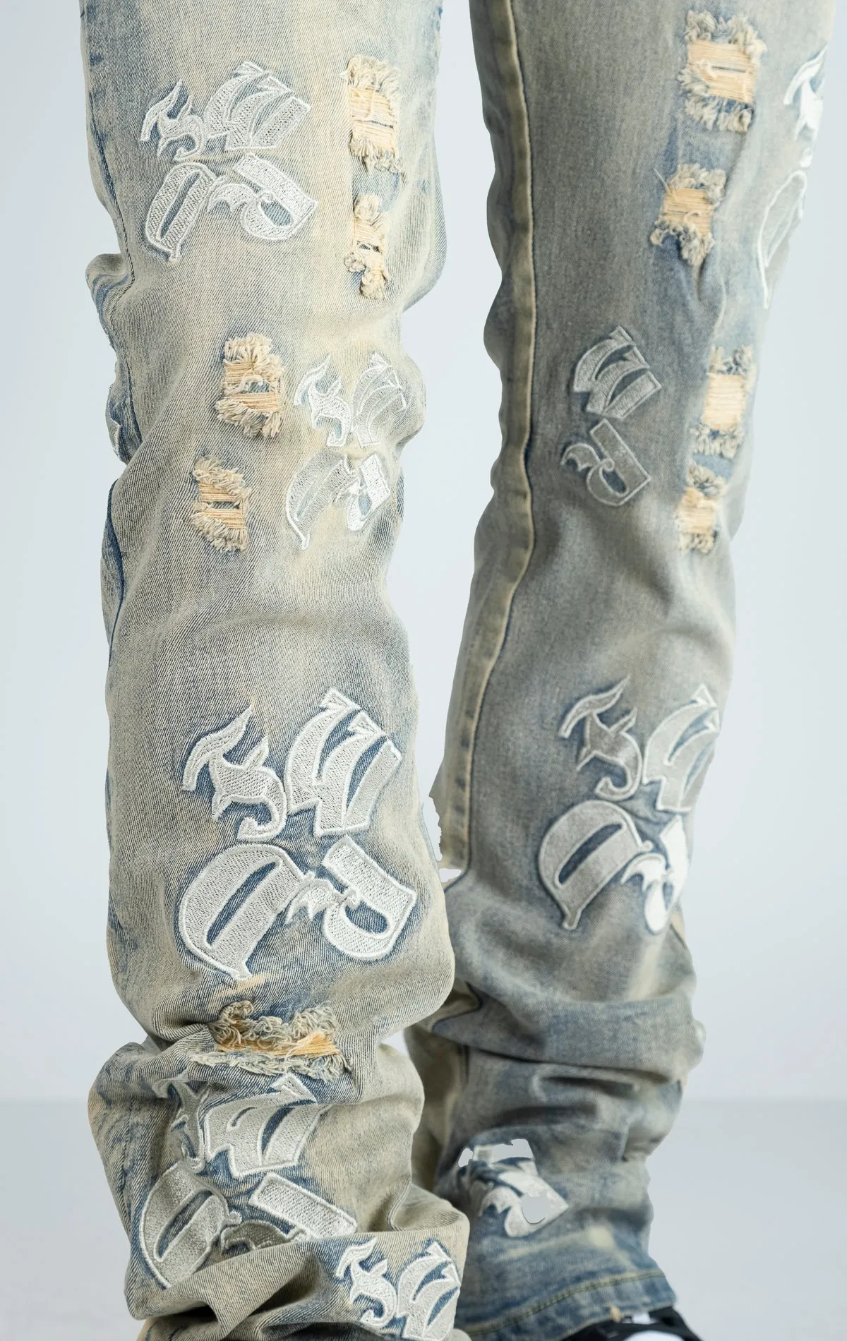 Embroidery Stack Jeans