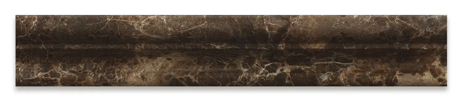 Emperador Dark Marble Polished 2 X 12 Crown Mercer Molding - Box of 5 Pcs.