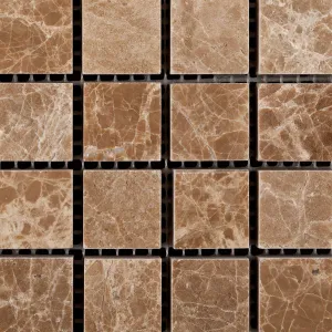 Emperador Light (Cedar) Marble 1 X 1 Polished Mosaic Tile - Lot of 50 Sheets
