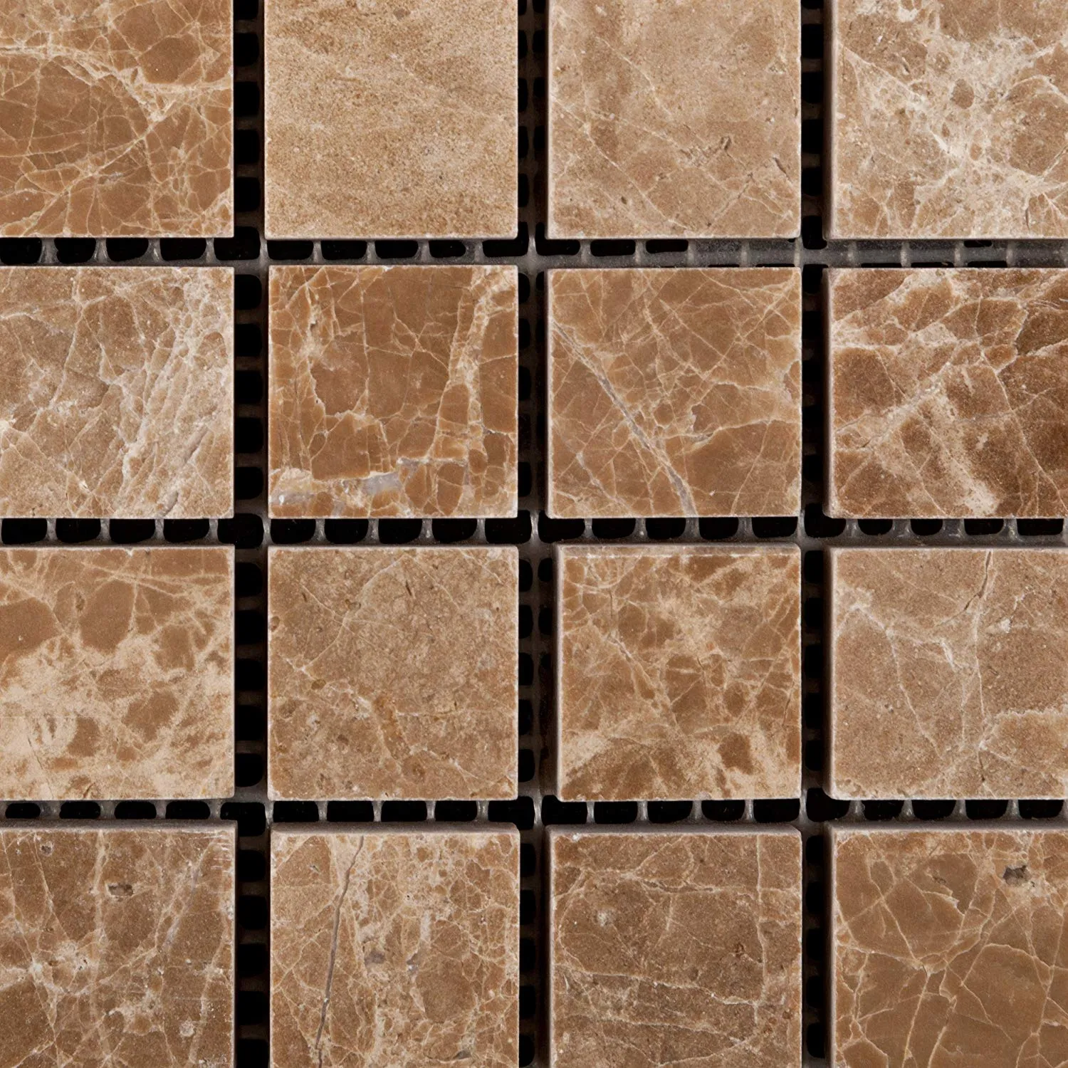 Emperador Light (Cedar) Marble 1 X 1 Polished Mosaic Tile - Lot of 50 Sheets