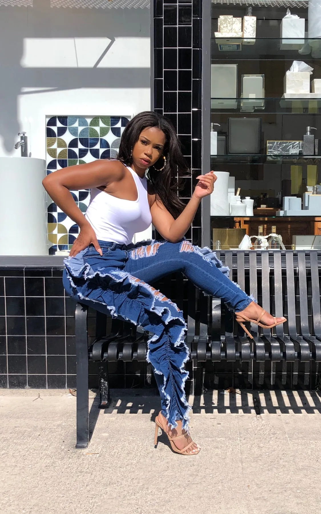 Extra, Extra! Ruffle Jeans (Dark Wash)