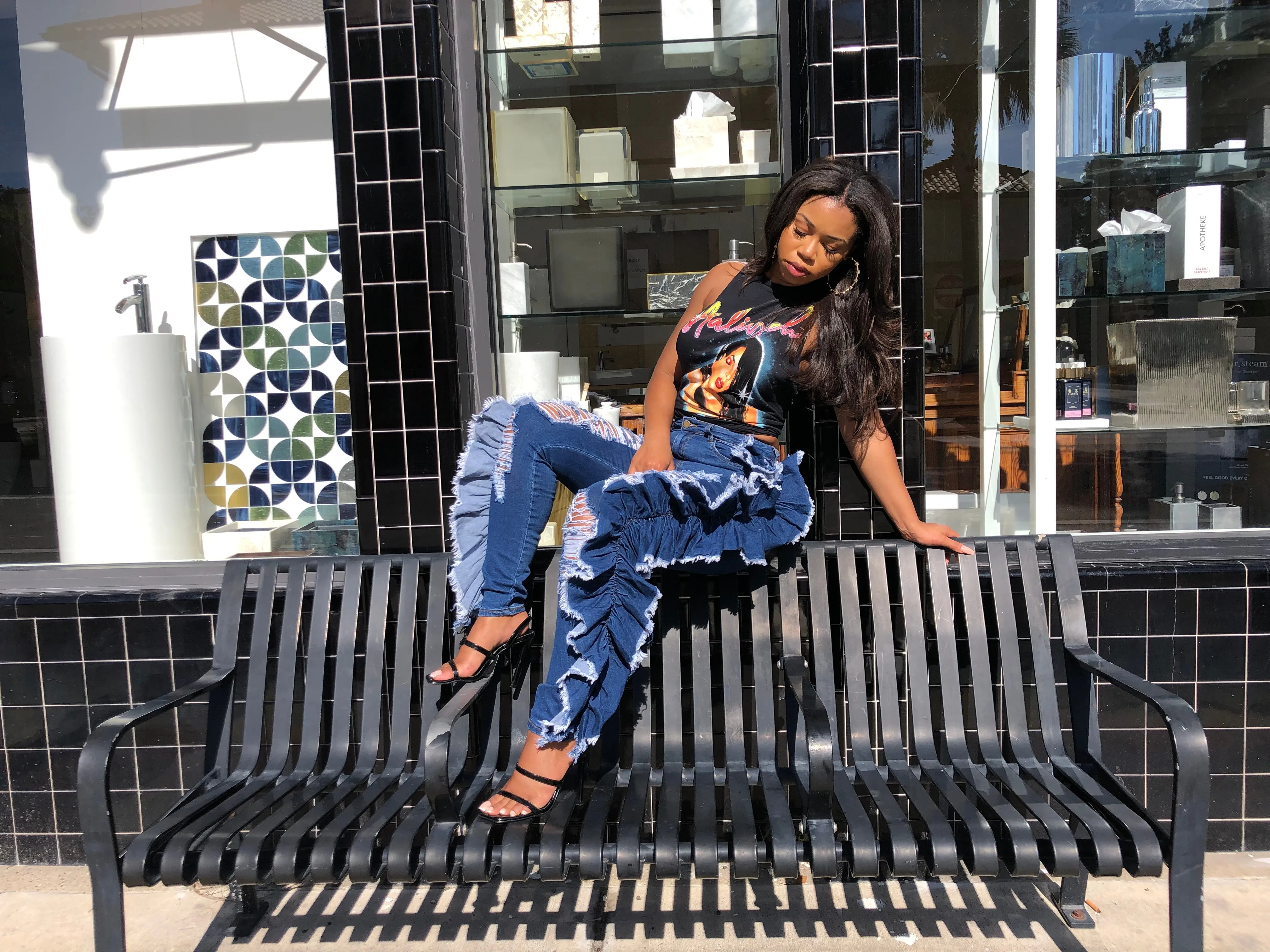 Extra, Extra! Ruffle Jeans (Dark Wash)