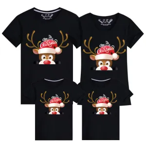 Family Matching Christmas T-Shirts – Peek-A-Boo Reindeer Design
