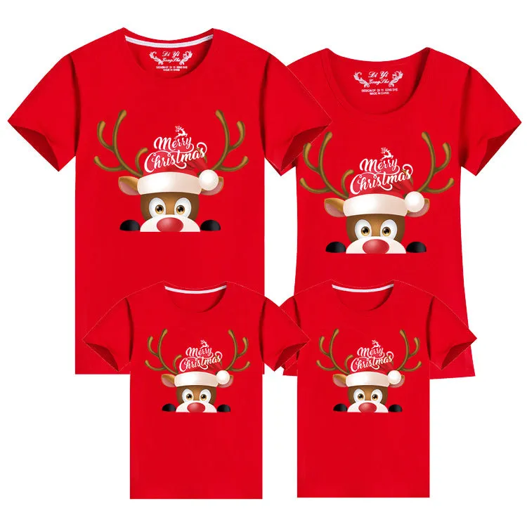 Family Matching Christmas T-Shirts – Peek-A-Boo Reindeer Design