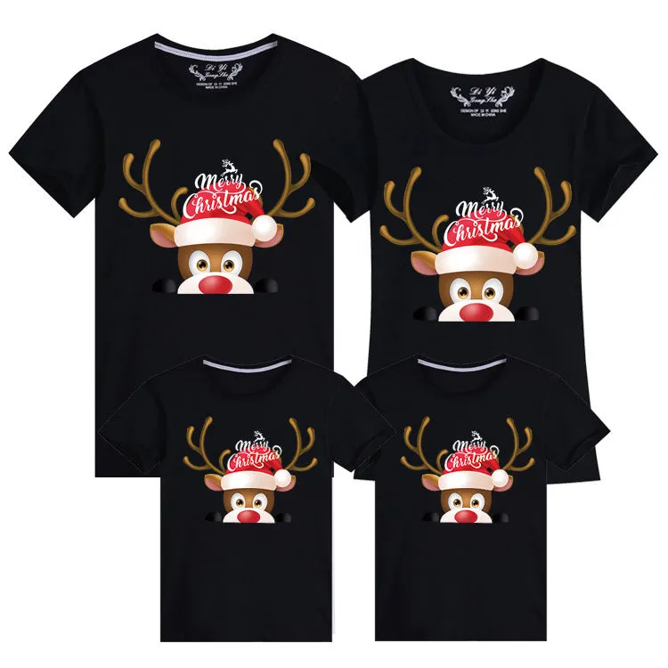 Family Matching Christmas T-Shirts – Peek-A-Boo Reindeer Design