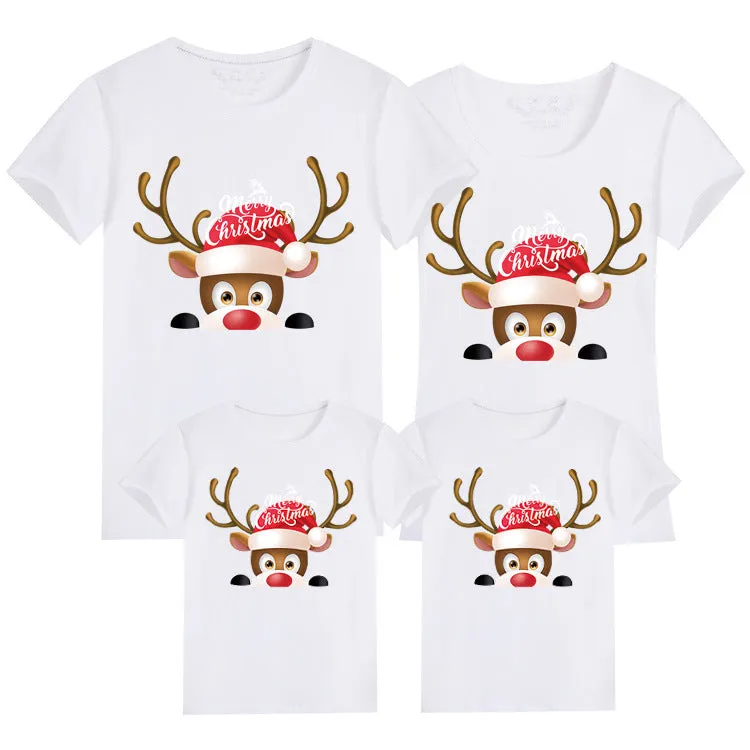 Family Matching Christmas T-Shirts – Peek-A-Boo Reindeer Design