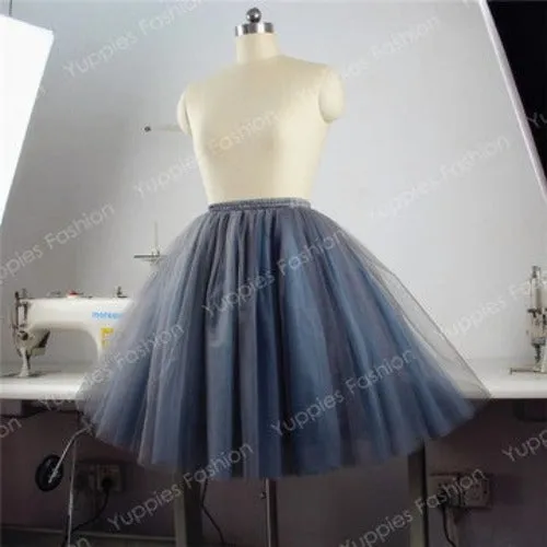 Fashion 21" Long Two Tone Mini Women Tulle Skirts Princess Adult Tutu Ball Gown