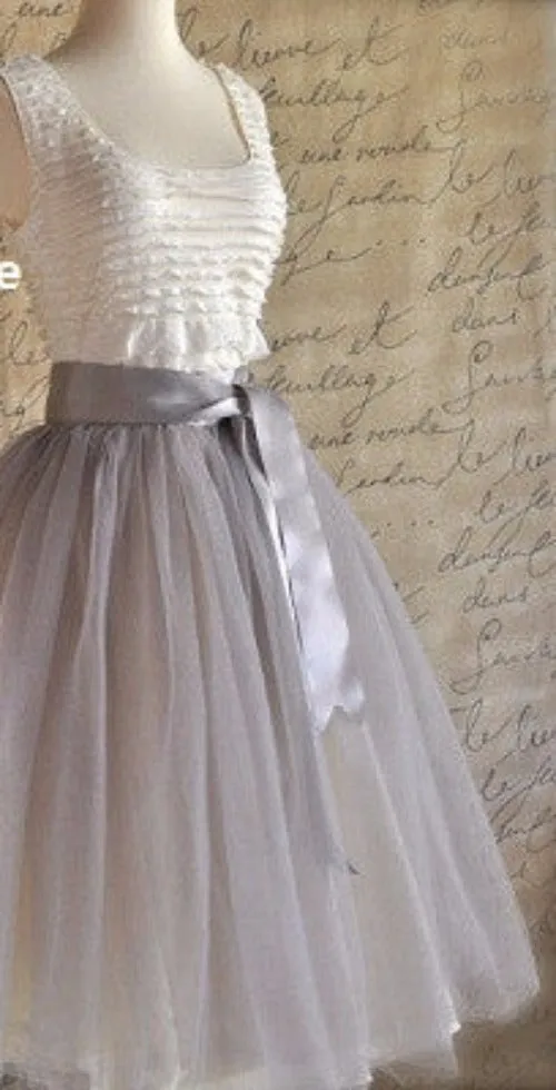Fashion 21" Long Two Tone Mini Women Tulle Skirts Princess Adult Tutu Ball Gown