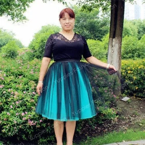 Fashion 21" Long Two Tone Mini Women Tulle Skirts Princess Adult Tutu Ball Gown