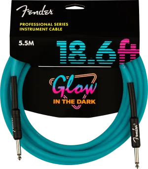 Fender Professional Glow in the Dark Cable, Blue, 18.6'