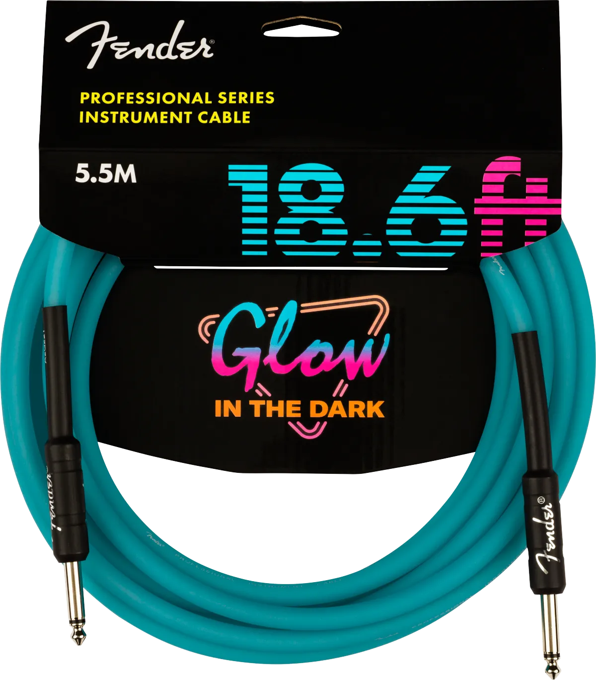 Fender Professional Glow in the Dark Cable, Blue, 18.6'