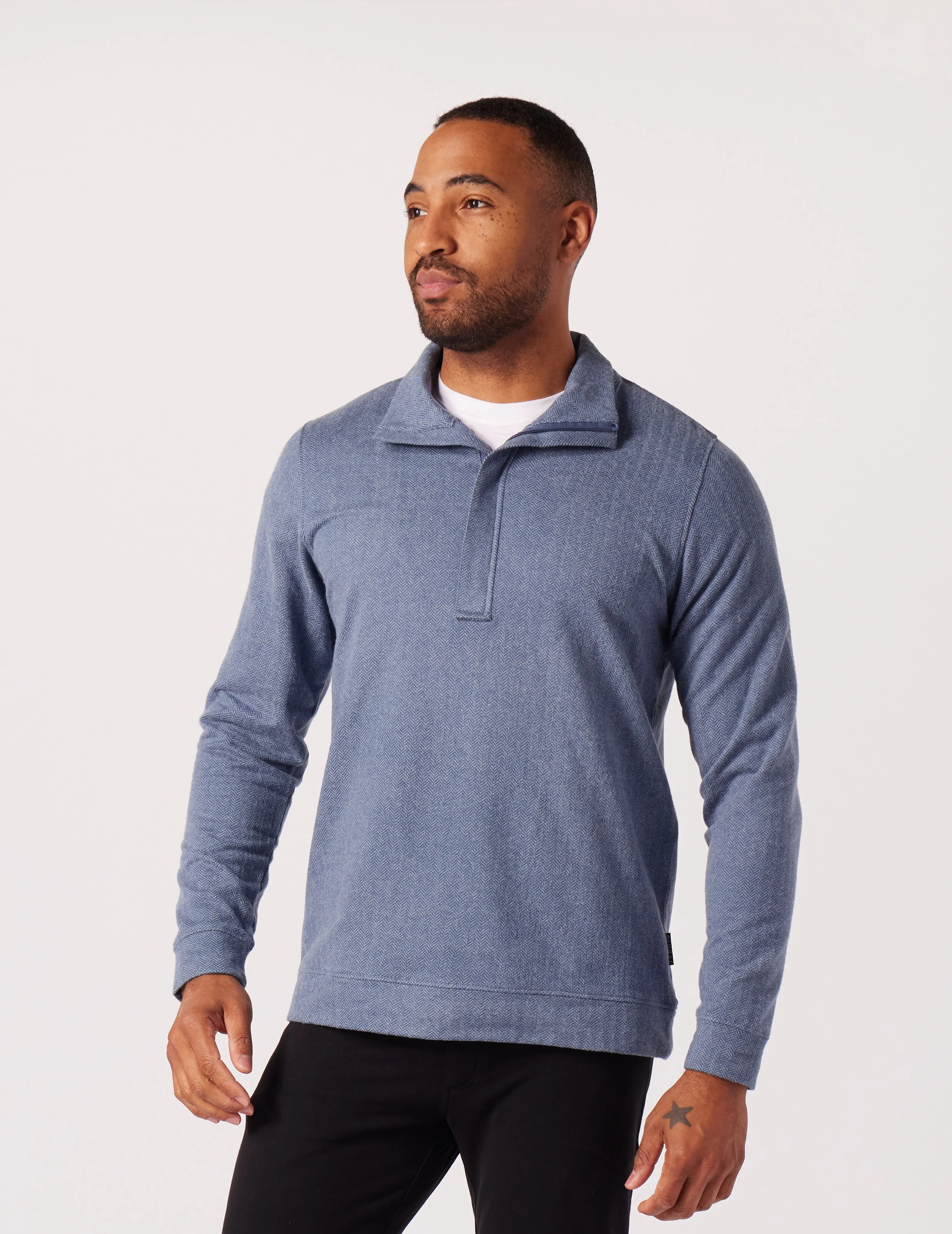Fletcher 1/4 Zip: Washed Blue