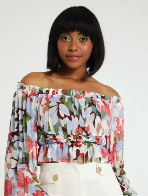 Floral Pleated Sleeve Blouse